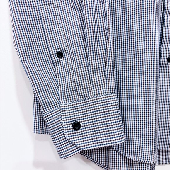 PRONTO UOMO | Blue & red micro-check shirt | Classic cotton shirt | Men's XL * - Picture 5 of 8